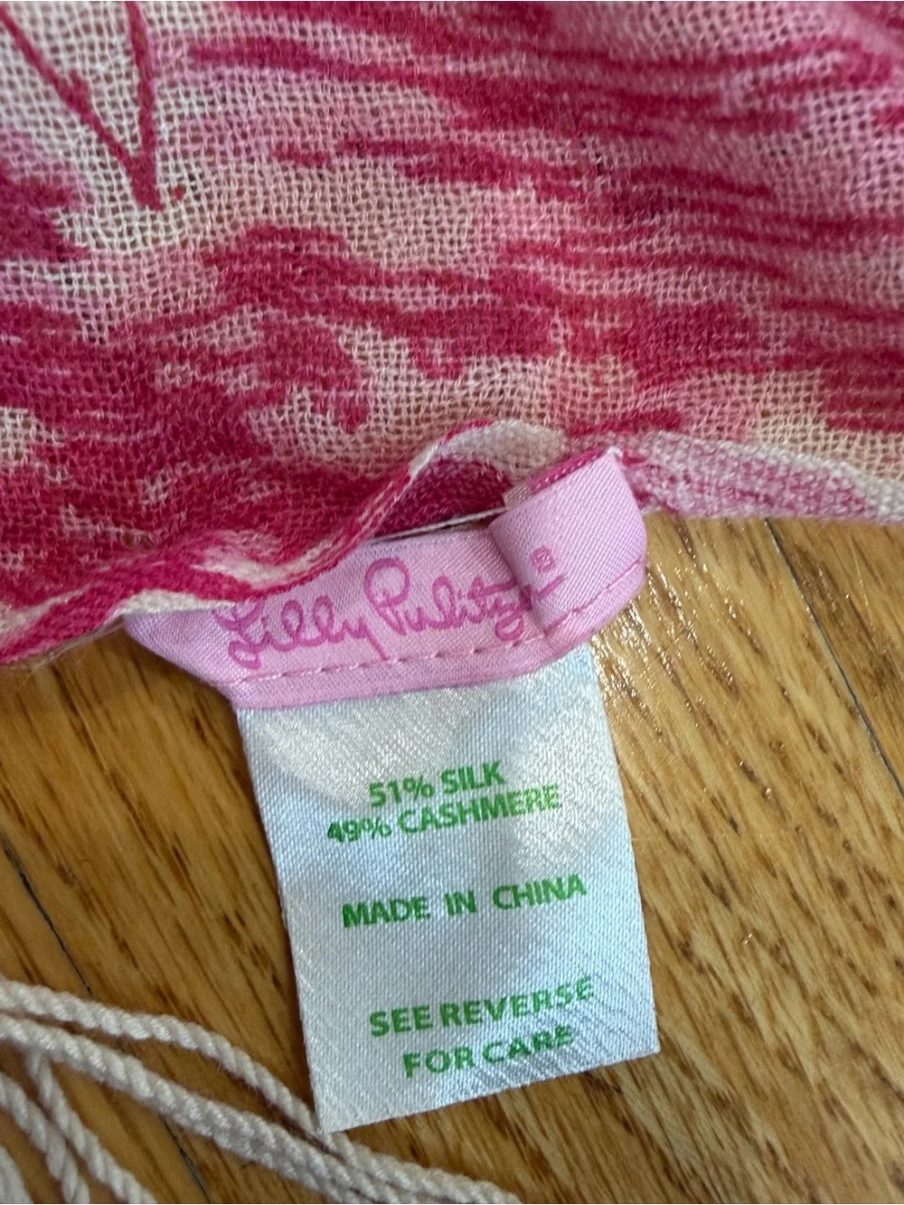 Lilly Pulitzer Pink Beach Toile Print Scarf Wrap Shawl Fringe